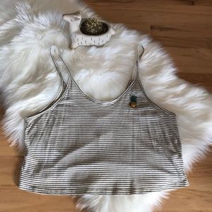 NWT Papaya striped tank with embroidered pineapple